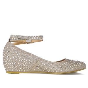 Women's Retro Ankle Strap Nude Glit. Hidden Wedg